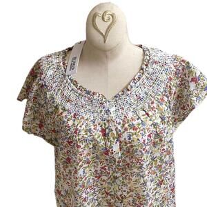 BB Dakota by Steve Madden Flutter Sleeve Ditsy Floral Top 100% Cotton NWT Size M